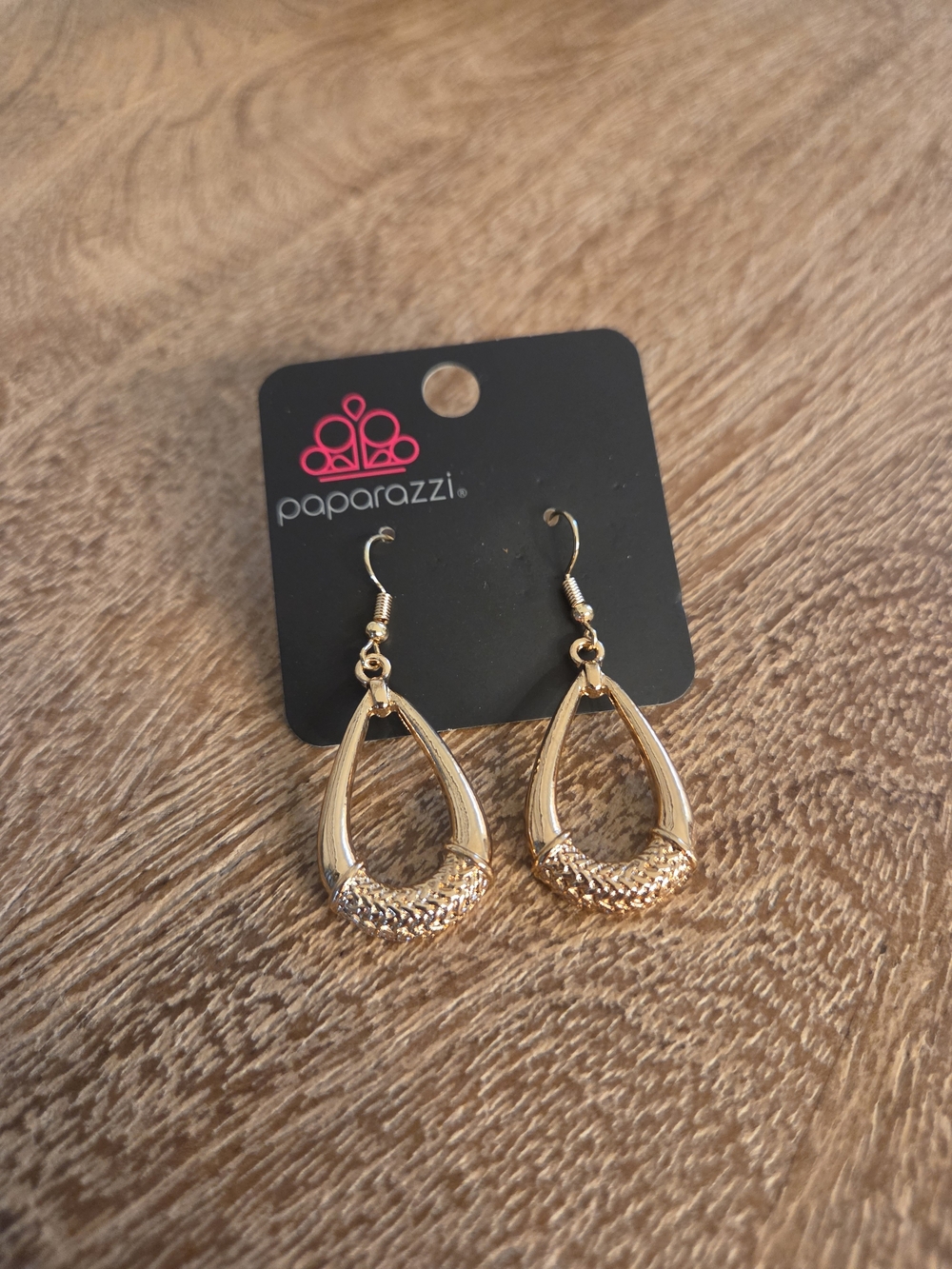 Paparazzi Gold Teardrop Textured Dangle Earrings